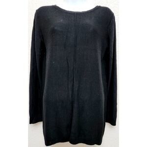 Two Twenty Five Black Cashmere Blend Top Medium Faux Back Zip Lightweight Soft